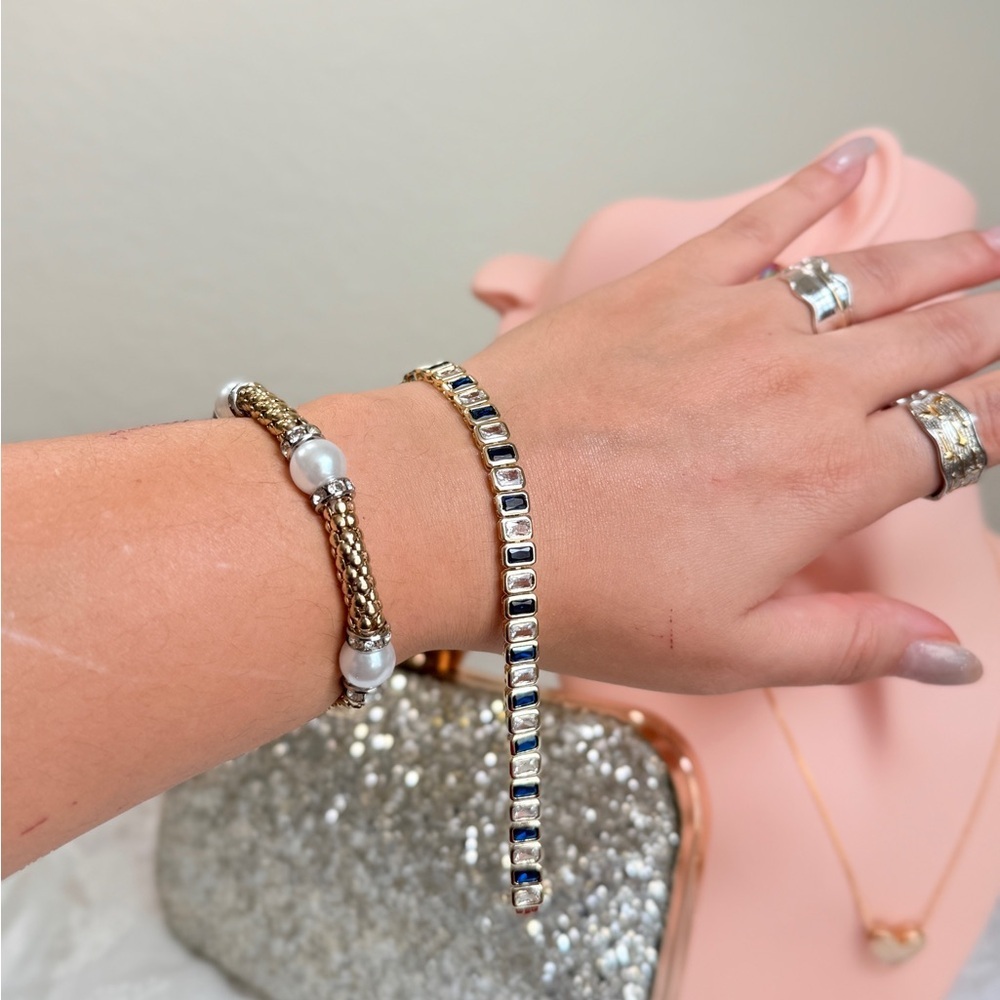 Stella Rose London Blue and Clear Zirconia Gold Bracelet - Picture 12 of 13